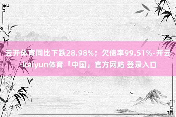云开体育同比下跌28.98%；欠债率99.51%-开云·kaiyun体育「中国」官方网站 登录入口