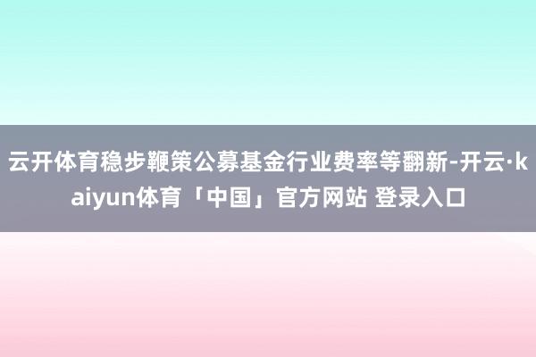 云开体育稳步鞭策公募基金行业费率等翻新-开云·kaiyun体育「中国」官方网站 登录入口