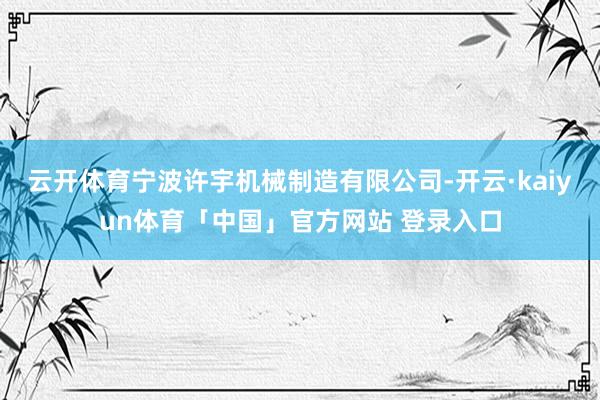 云开体育宁波许宇机械制造有限公司-开云·kaiyun体育「中国」官方网站 登录入口