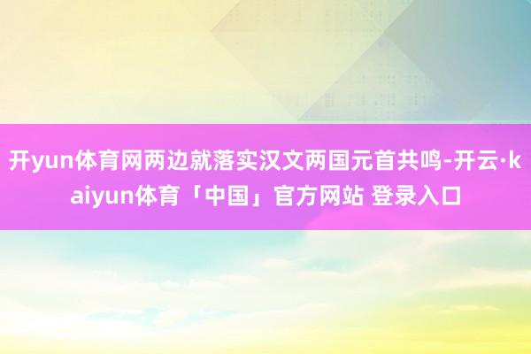 开yun体育网两边就落实汉文两国元首共鸣-开云·kaiyun体育「中国」官方网站 登录入口